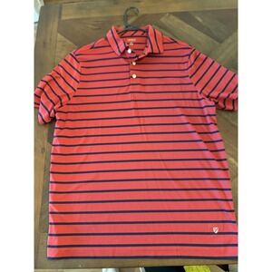 Cremieux Men XL Polo Pullover Red‎ Blue striped Performance Shirt